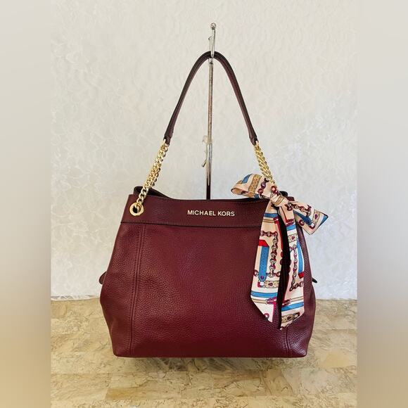 MICHAEL KORS Burgundy pebble leather shoulder bag - Picture 1 of 9